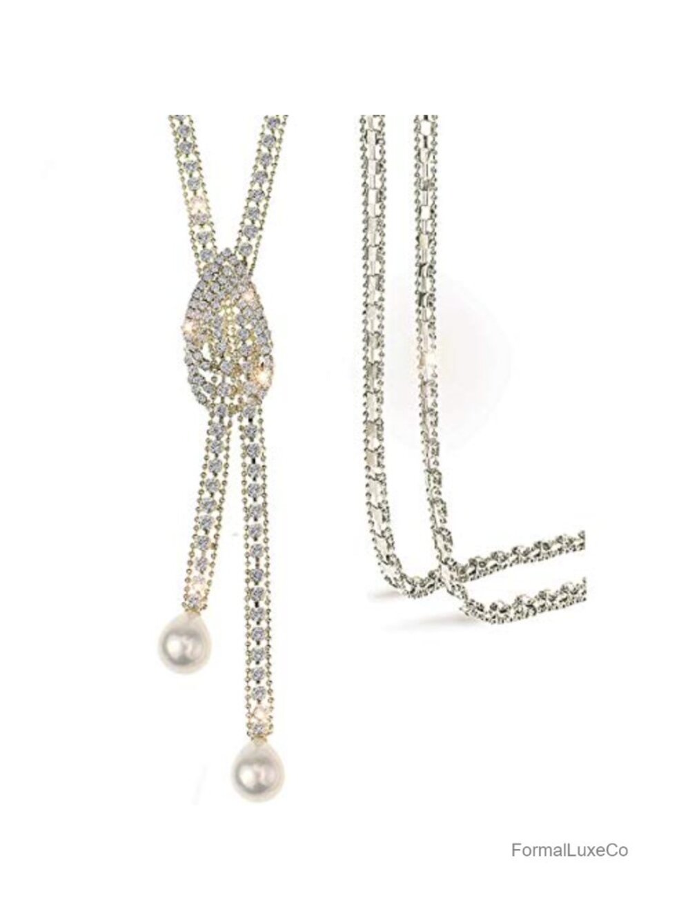 Crystal Long Necklace Chain Link Sweater Chain Lobster Clasp